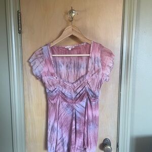 Cha Cha Vente Pink and Purple Flutter Sleeve Blouse